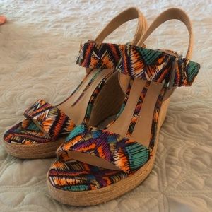 New Directions colorful strap wedges.